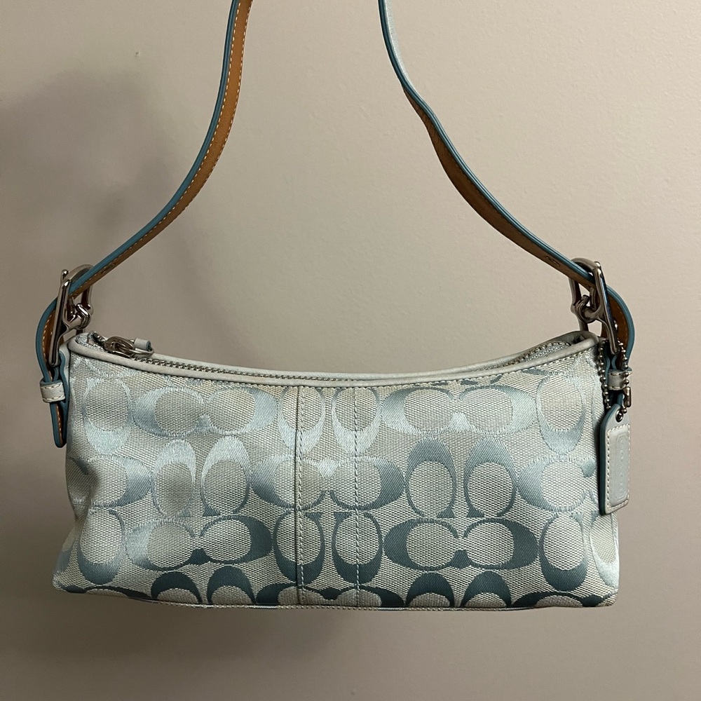 Coach Light Blue Baguette Shoulder Bag
